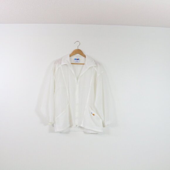 *Vintage Sunviel Mesh White Zip Up Sweater - Picture 3 of 8